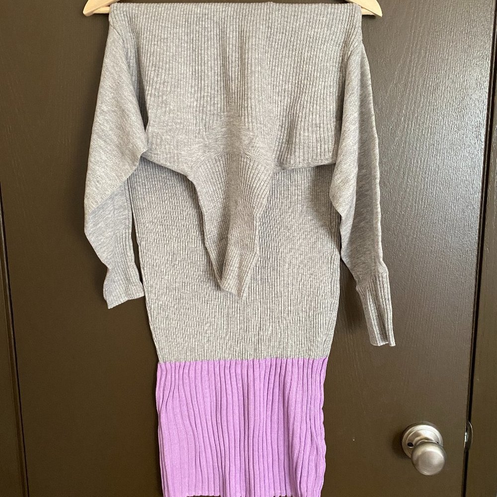 J.ING fitted two-toned long turtleneck Sweater Dress NEW